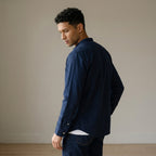 Men's Grandad-Collar Long-Sleeve Shirt-Azzella London