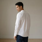 Men's Grandad-Collar Long-Sleeve Shirt-Azzella London