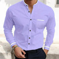 Men's Grandad Collar Shirt-Shirt-Azzella London
