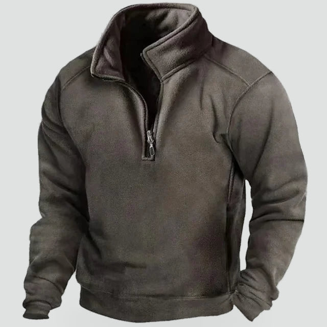 Men's Half Zip Sweater Fleece Black-Azzella London