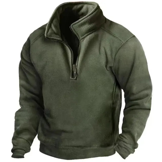 Men's Half Zip Sweater Fleece Black-Azzella London