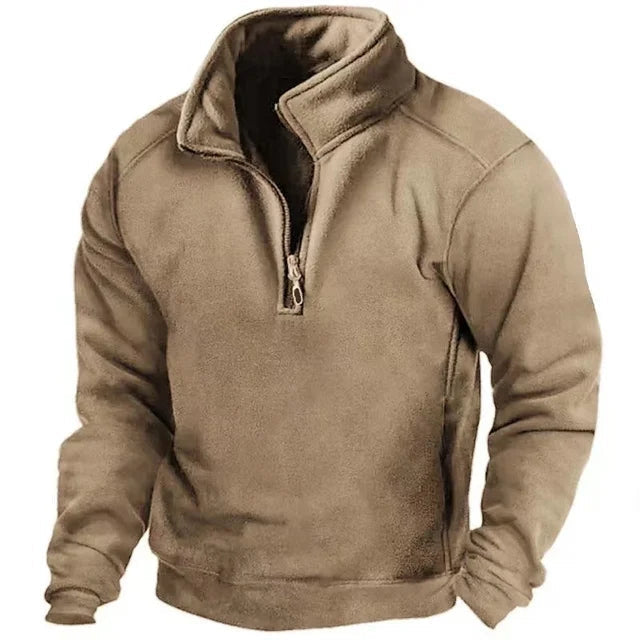 Men's Half Zip Sweater Fleece Black-Azzella London