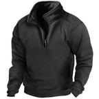 Men's Half Zip Sweater Fleece Black-Azzella London