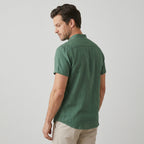 Men's Heathered Linen-Blend Collarless Shirt-Azzella London