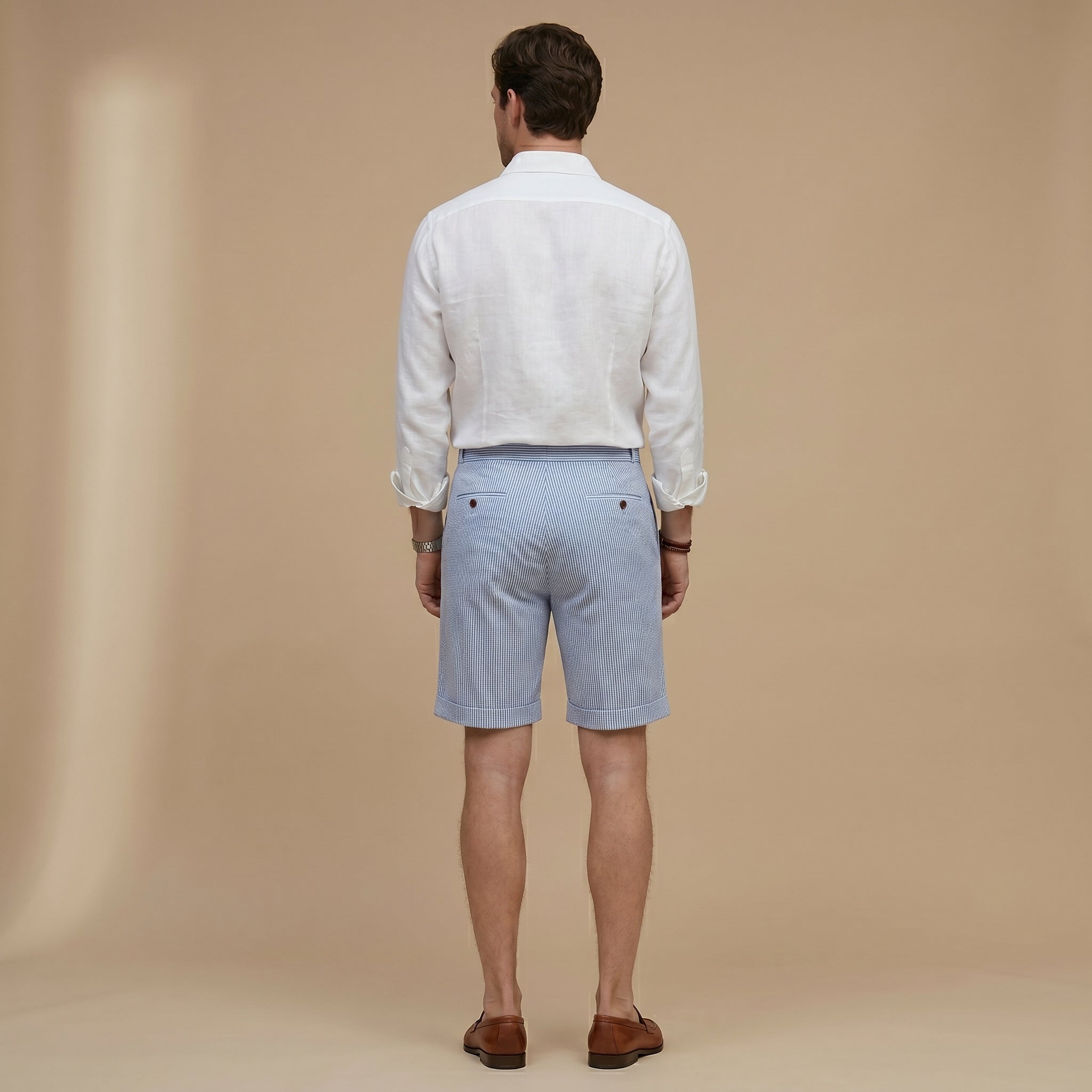 Men’s High Waist Pleated Chino Shorts-Azzella London