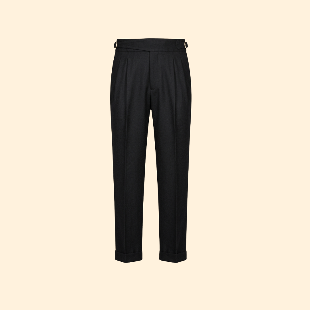 Men's High Waisted Tailored Trousers-Trousers-Azzella London