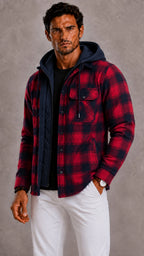 Men's Hooded Check Winter Jacket-Azzella London