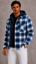 Men's Hooded Check Winter Jacket-Azzella London