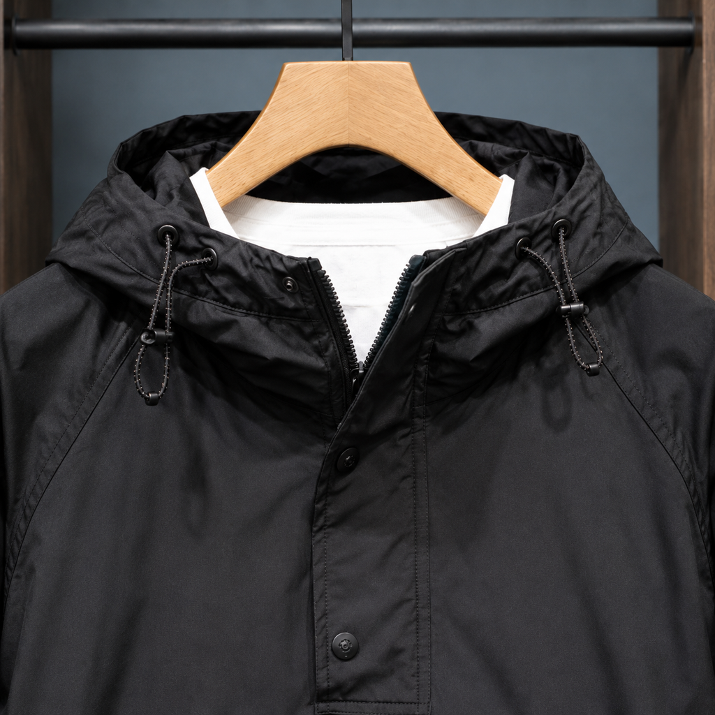 Men's Hooded Snap Pullover Jacket-Azzella London