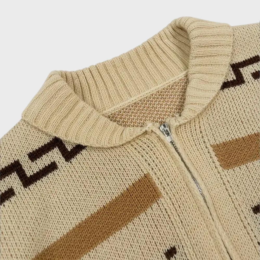 Men's Jacquard Pattern Cardigan-Azzella London