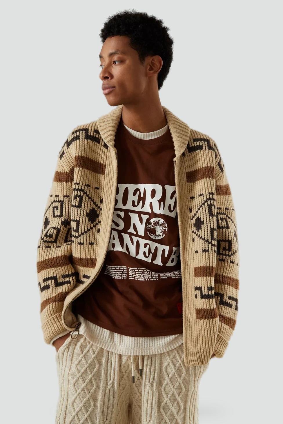 Men's Jacquard Pattern Cardigan-Azzella London