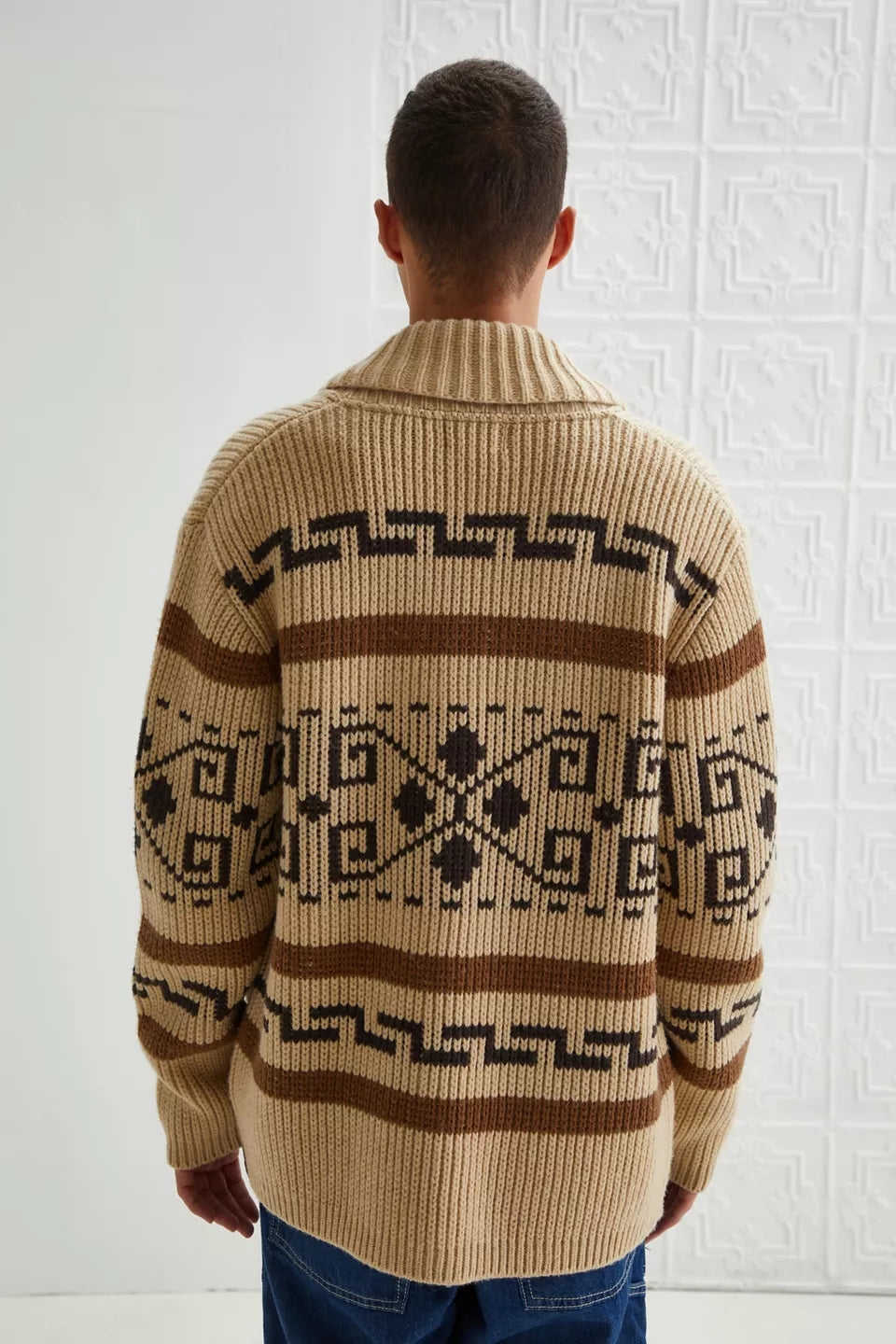 Men's Jacquard Pattern Cardigan-Azzella London