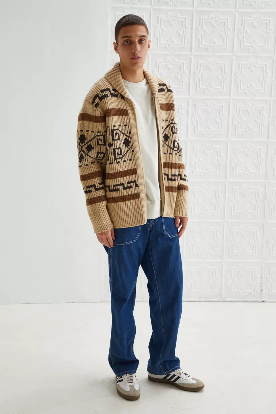 Men's Jacquard Pattern Cardigan-Azzella London