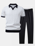 Men’s Knit Polo and Tapered Trousers Smart Casual Set-Azzella London