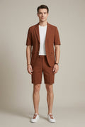 Men's Lapel Blazer & Shorts Set-Clothing Set-Azzella London