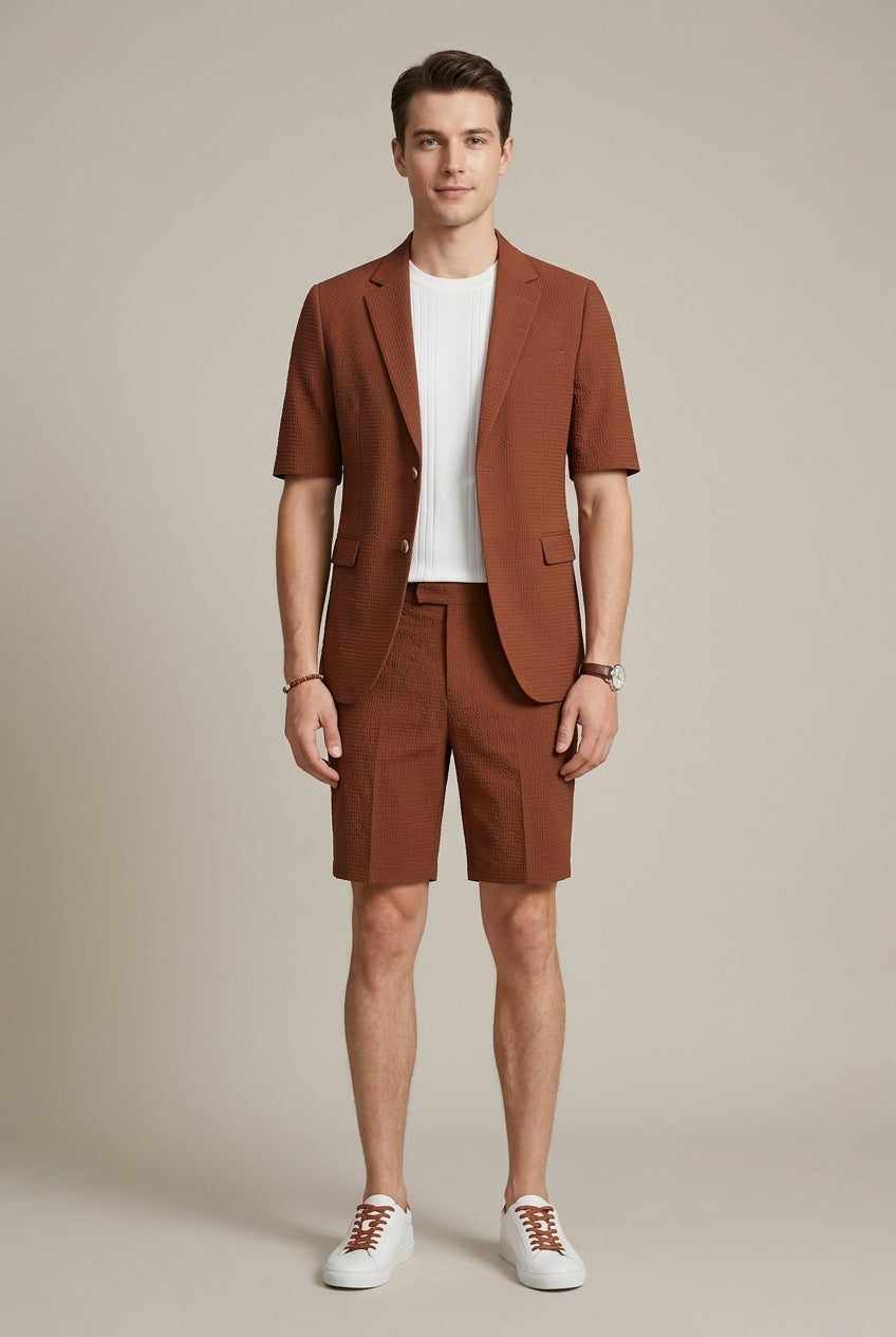 Men's Lapel Blazer & Shorts Set-Clothing Set-Azzella London