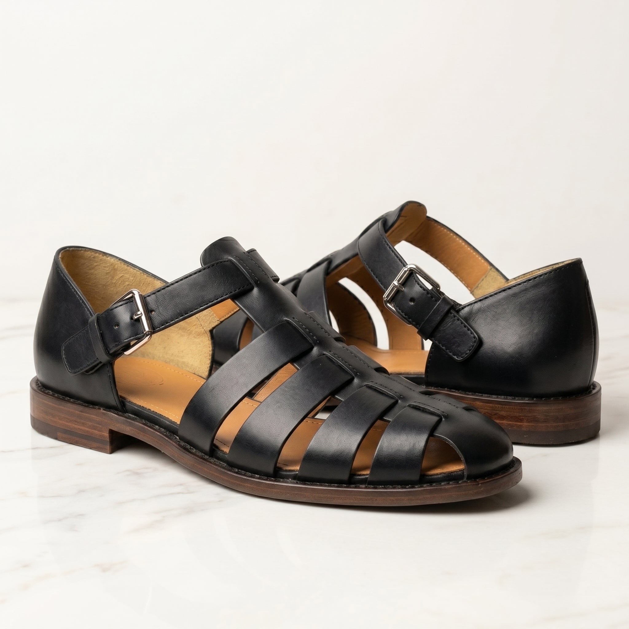 Men's Leather Fisherman Sandals-Azzella London