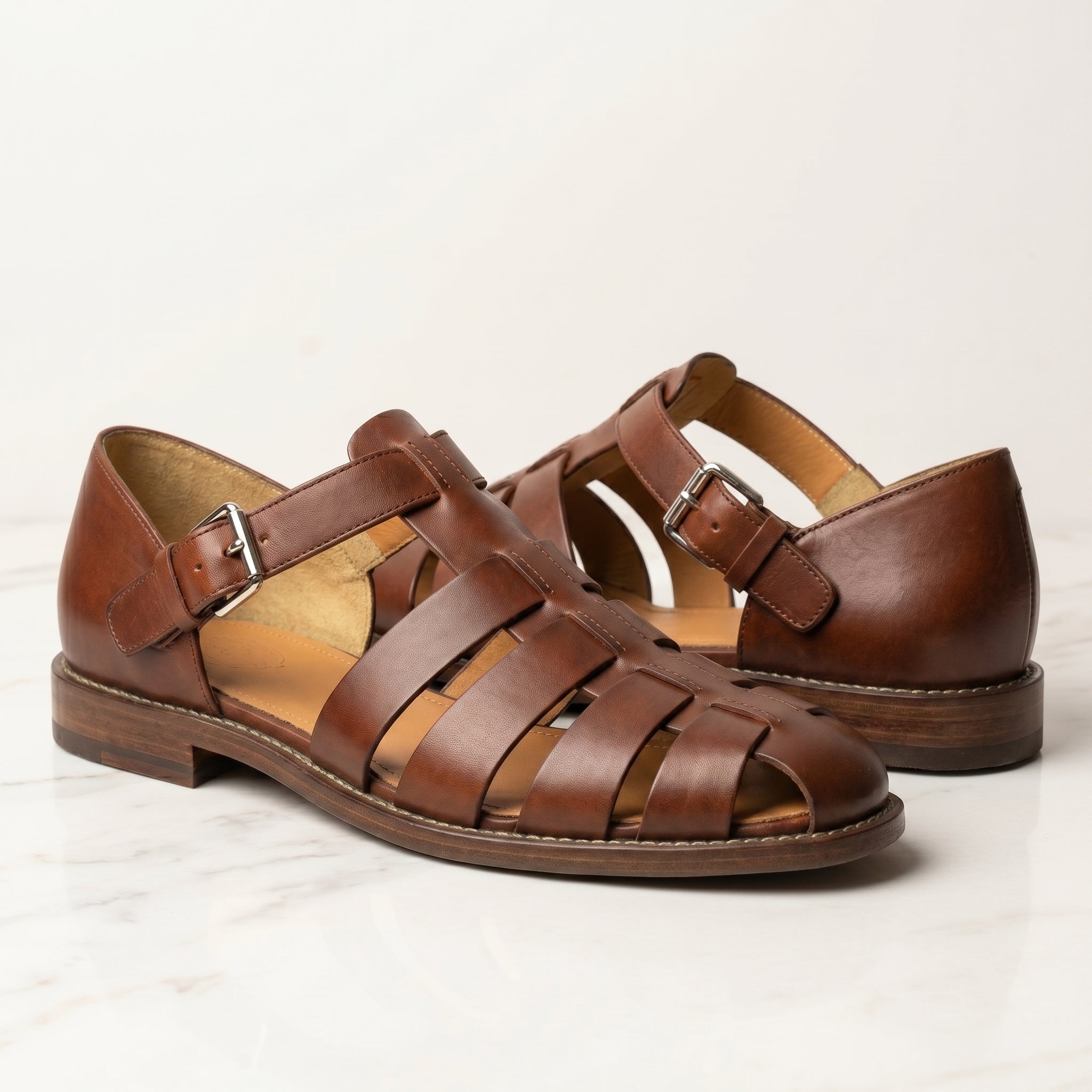 Men's Leather Fisherman Sandals-Azzella London