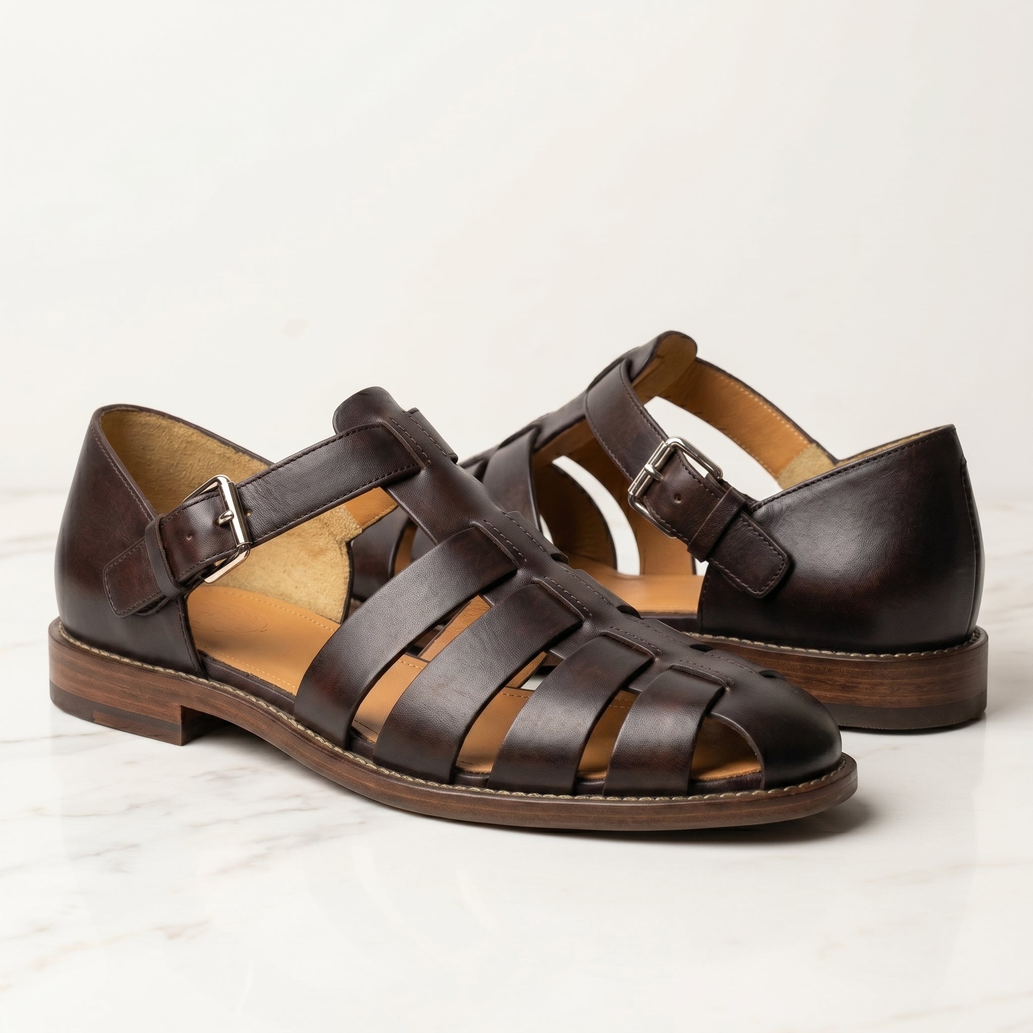 Men's Leather Fisherman Sandals-Azzella London