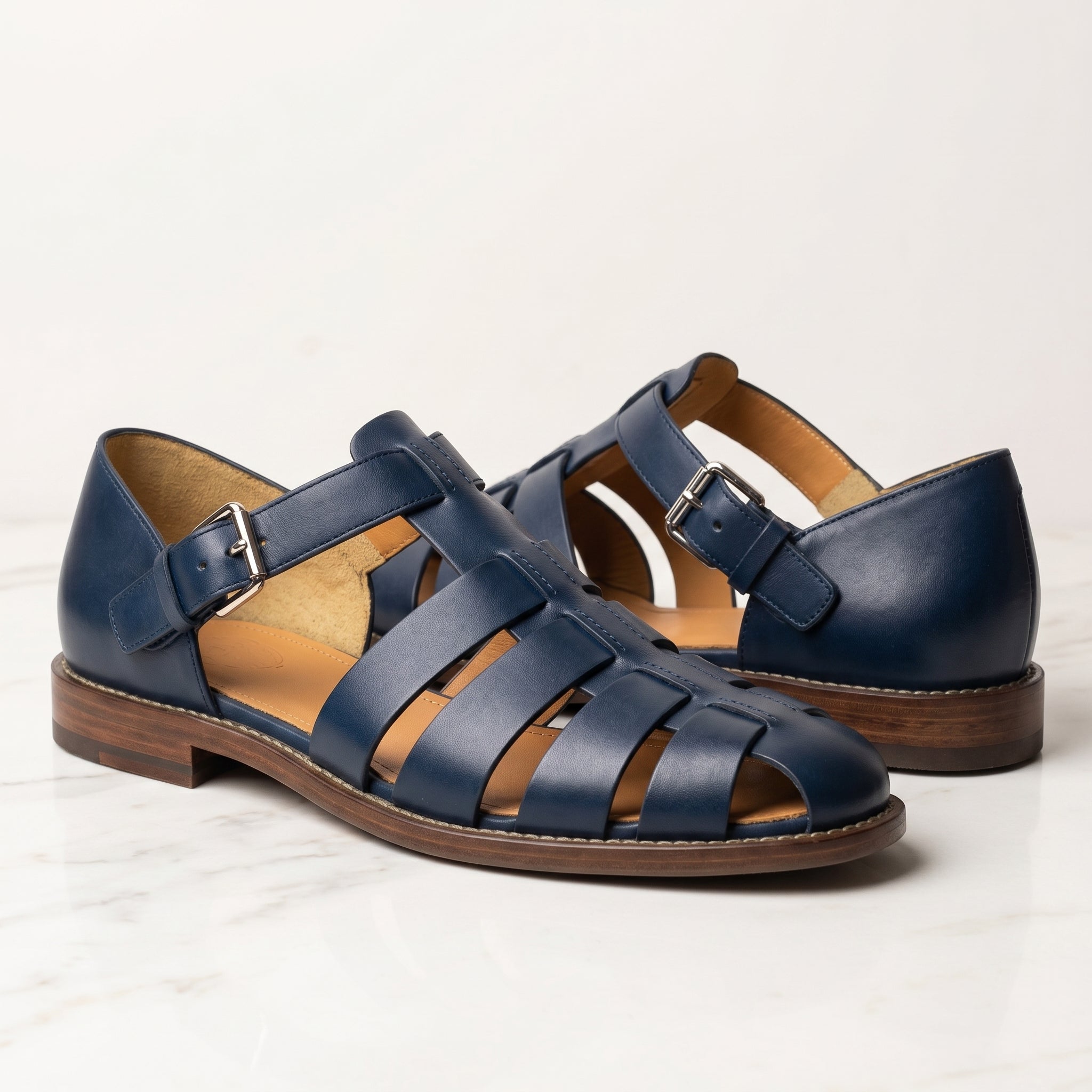 Men's Leather Fisherman Sandals-Azzella London
