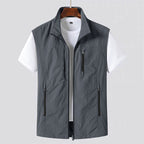 Men’s Lightweight Gilet Zip Front Utility Vest Casual Layer-Azzella London