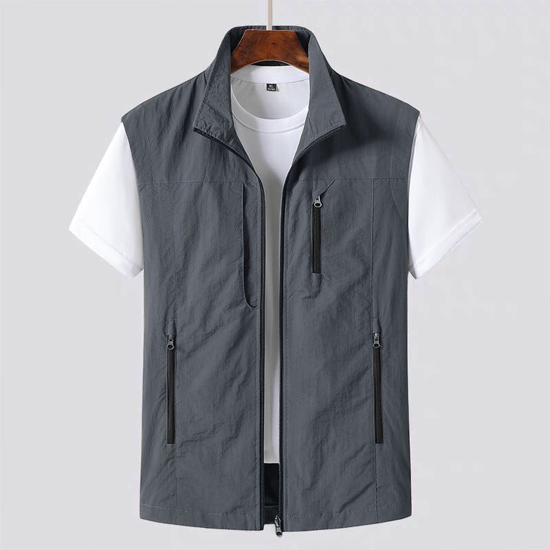 Men’s Lightweight Gilet Zip Front Utility Vest Casual Layer-Azzella London