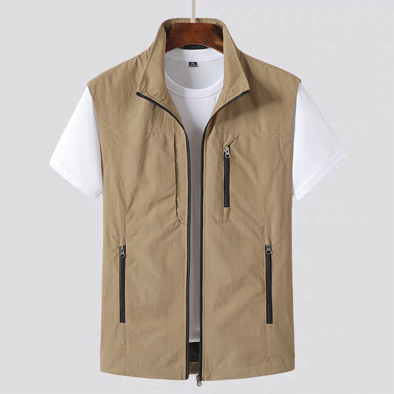 Men’s Lightweight Gilet Zip Front Utility Vest Casual Layer-Azzella London