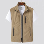 Men’s Lightweight Gilet Zip Front Utility Vest Casual Layer-Azzella London