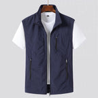 Men’s Lightweight Gilet Zip Front Utility Vest Casual Layer-Azzella London