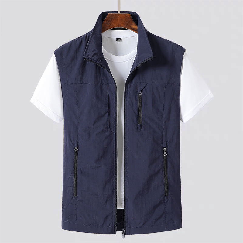 Men’s Lightweight Gilet Zip Front Utility Vest Casual Layer-Azzella London