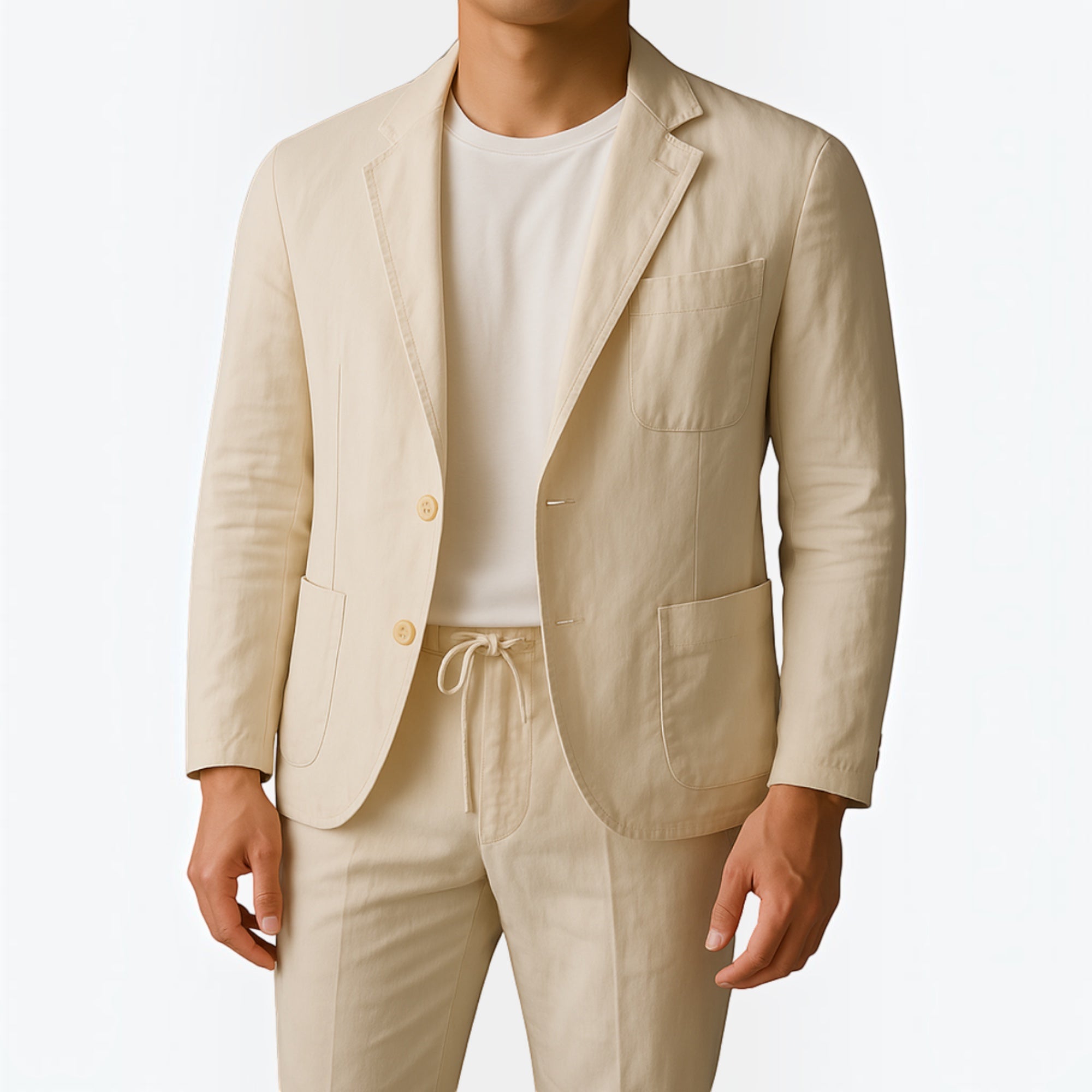 Men's Lightweight Linen Blend Suit-Suit-Azzella London