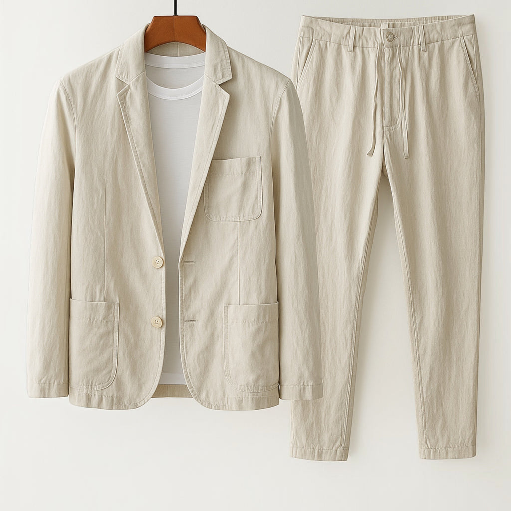 Men's Lightweight Linen Blend Suit-Suit-Azzella London
