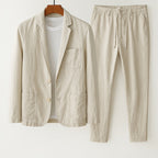 Men's Lightweight Linen Blend Suit-Suit-Azzella London