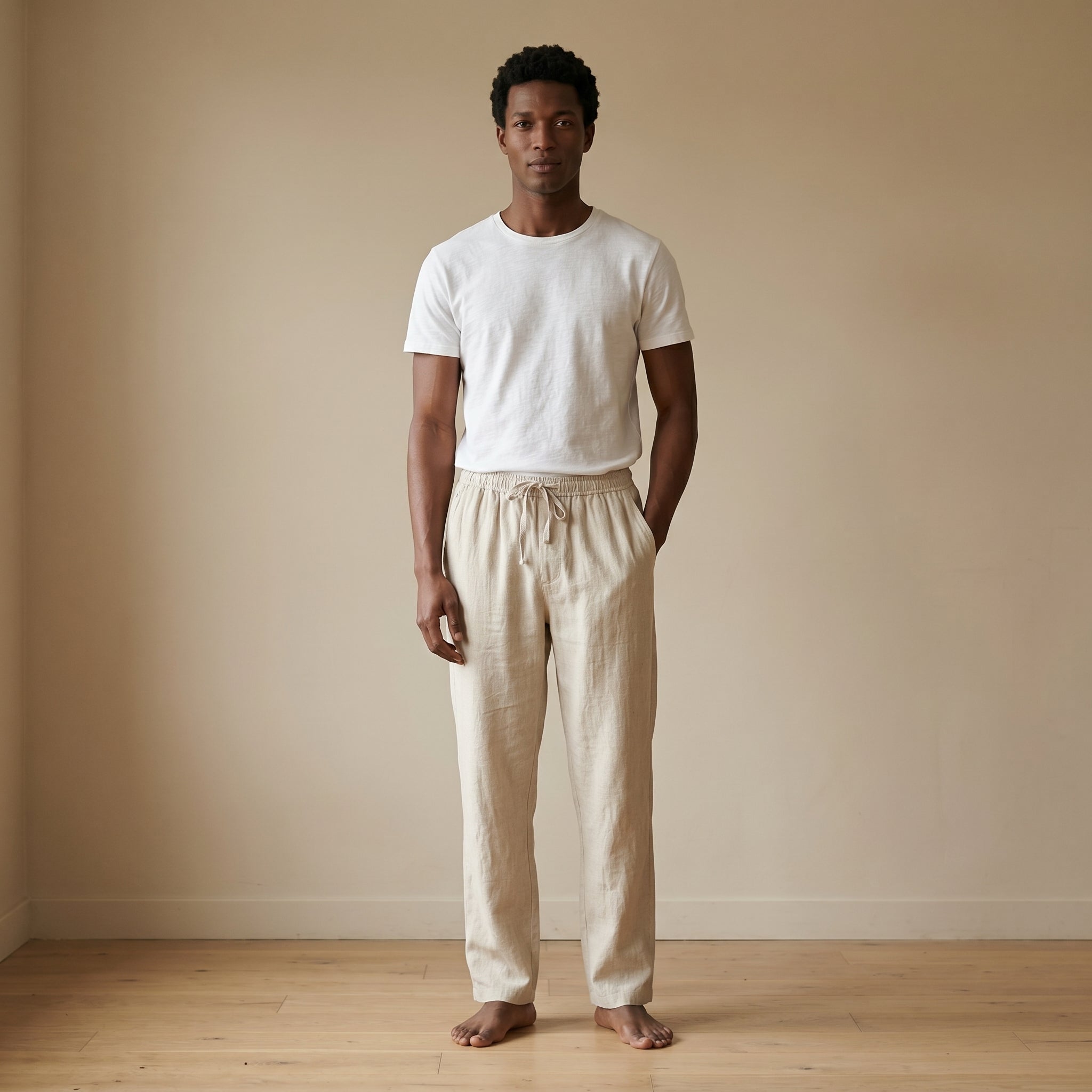 Men's Lightweight Linen Straight-Leg Trousers-Azzella London