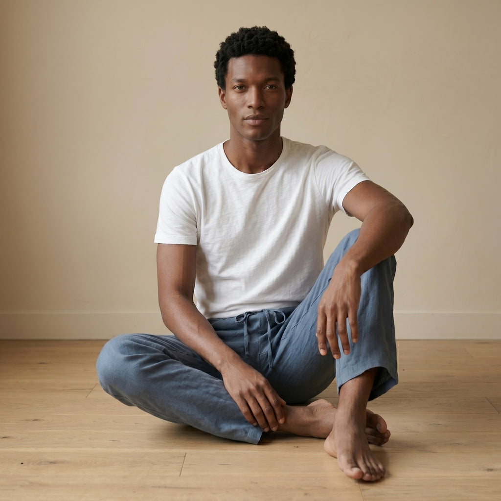 Men's Lightweight Linen Straight-Leg Trousers-Azzella London