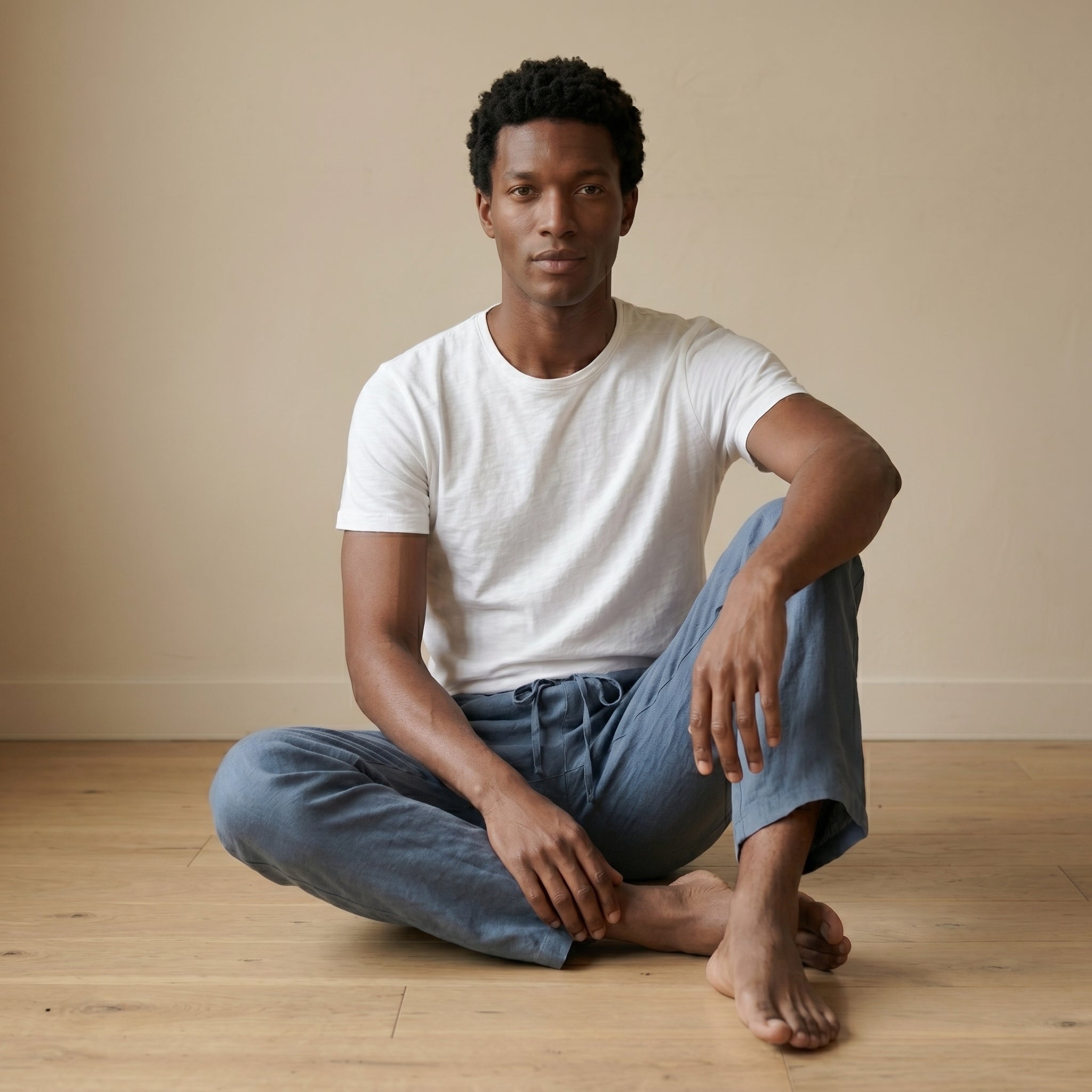 Men's Lightweight Linen Straight-Leg Trousers-Azzella London