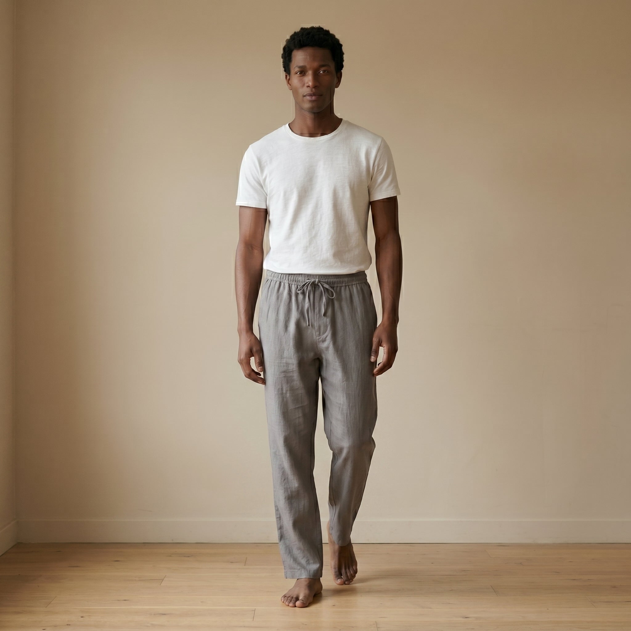 Men's Lightweight Linen Straight-Leg Trousers-Azzella London