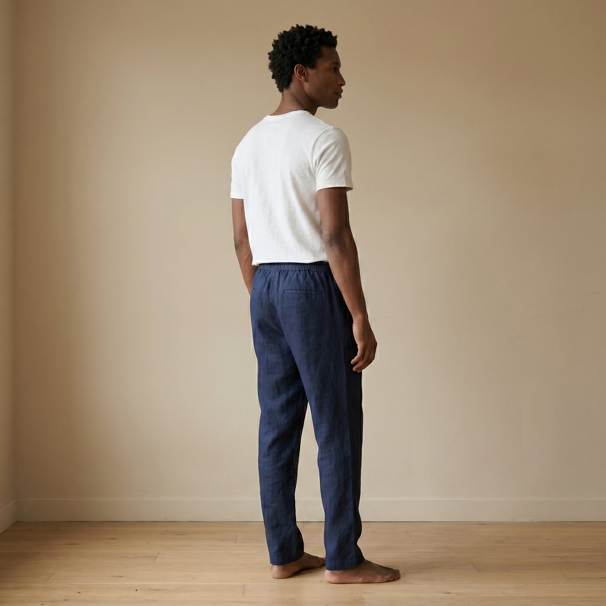 Men's Lightweight Linen Straight-Leg Trousers-Azzella London