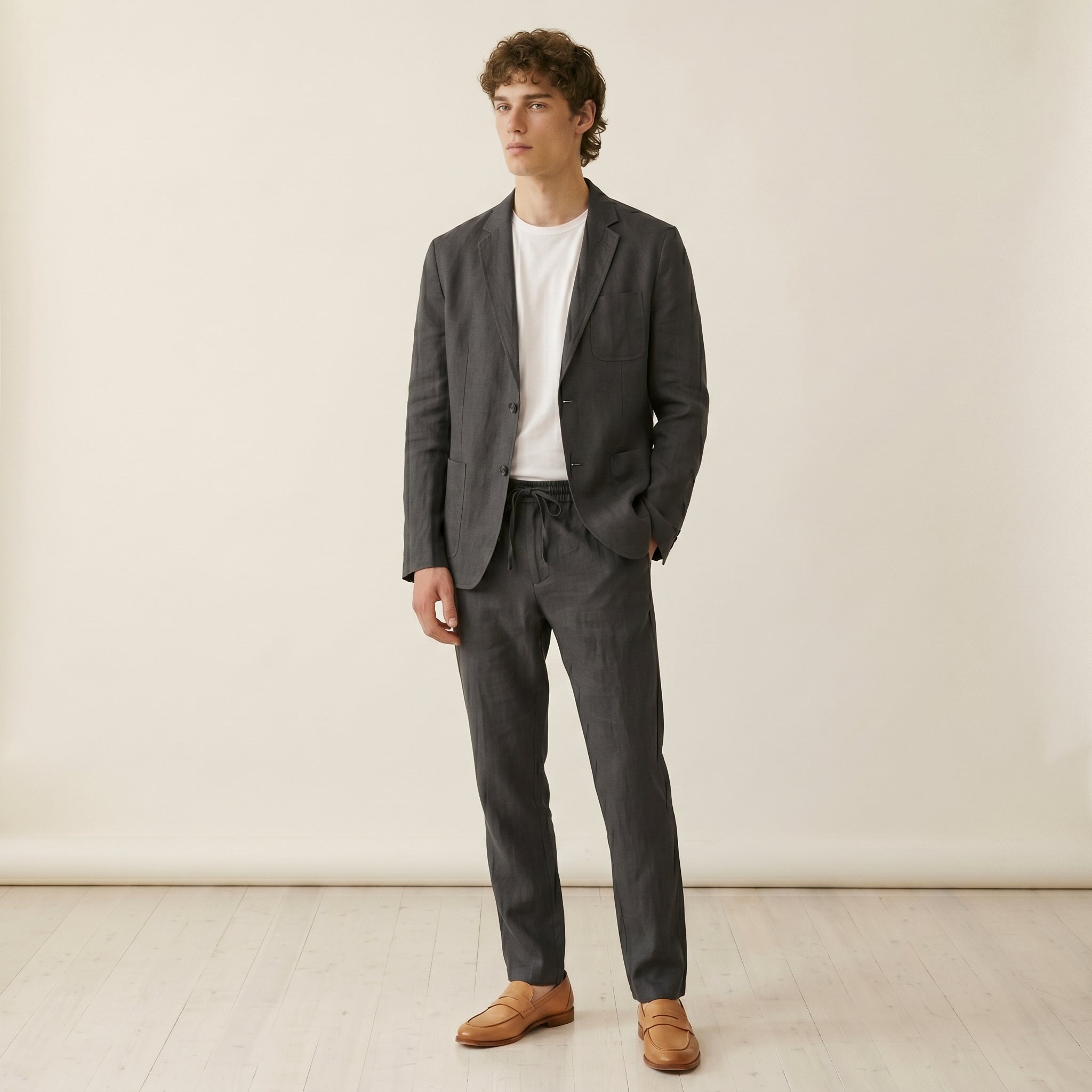 Men's Linen-Blend Blazer and Trousers Set-Azzella London