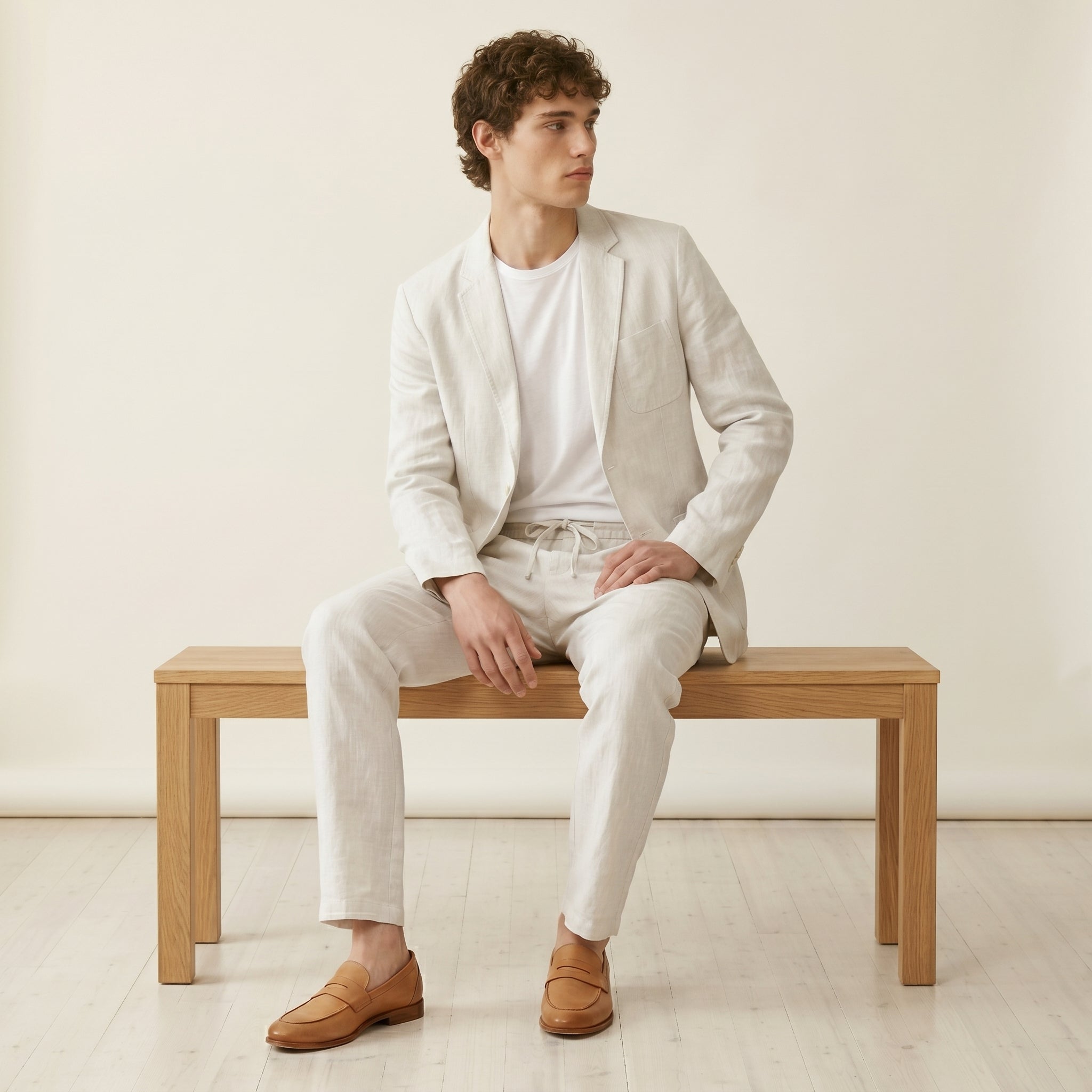 Men's Linen-Blend Blazer and Trousers Set-Azzella London