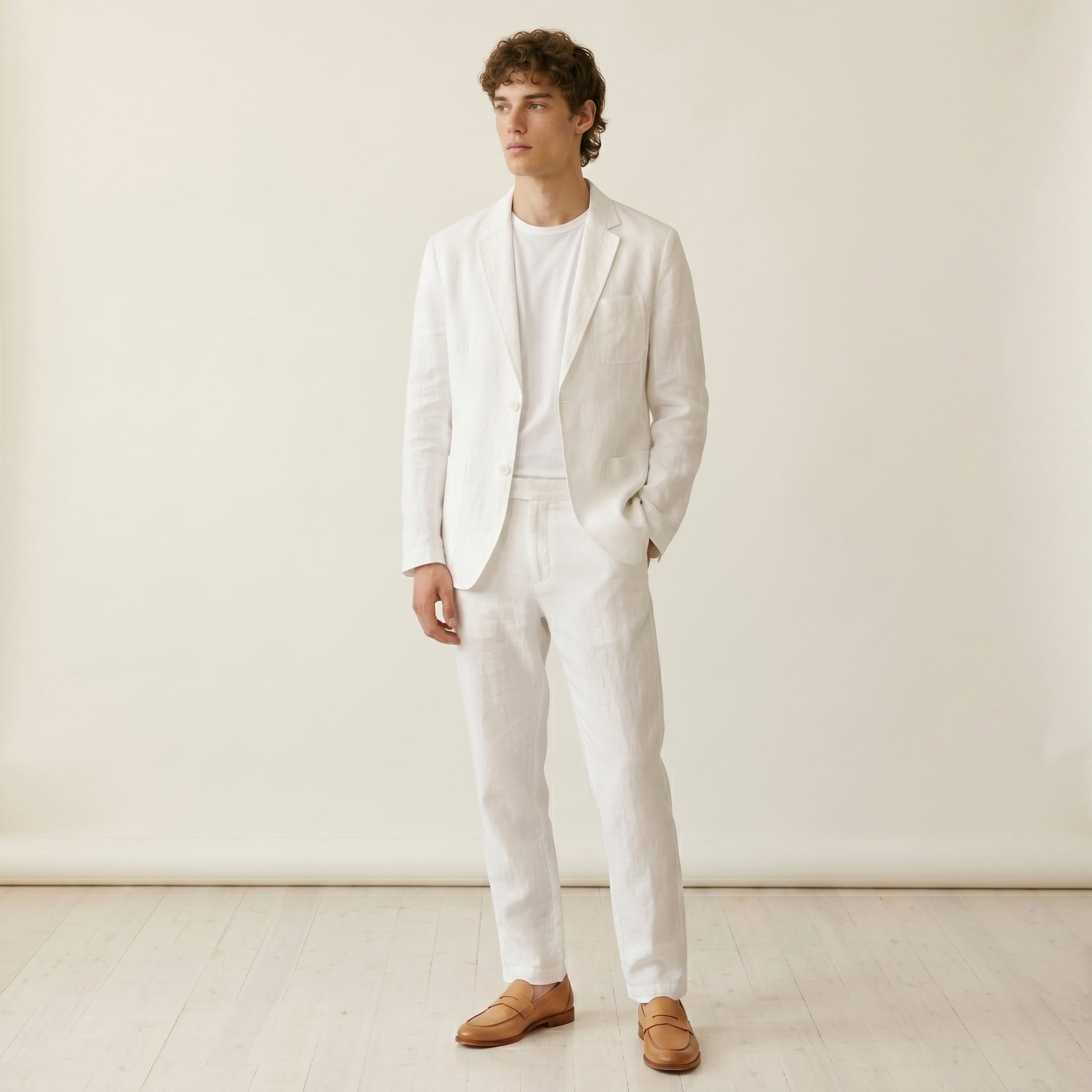 Men's Linen-Blend Blazer and Trousers Set-Azzella London