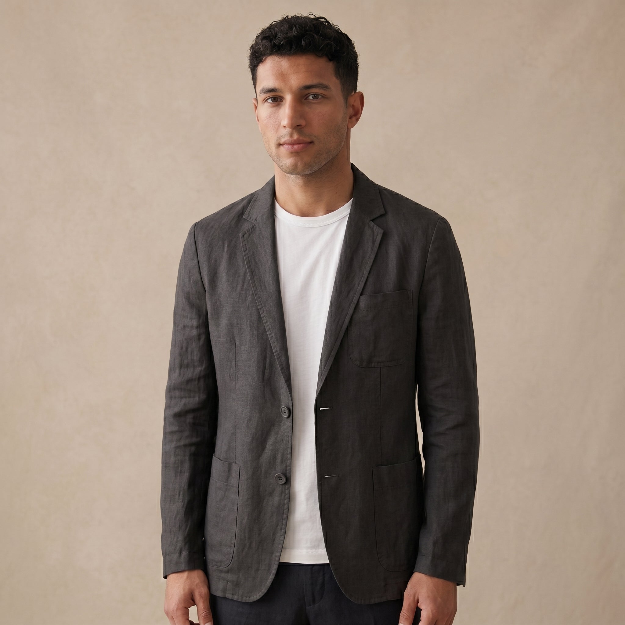 Men's Linen-Blend Tailored Jacket-Azzella London