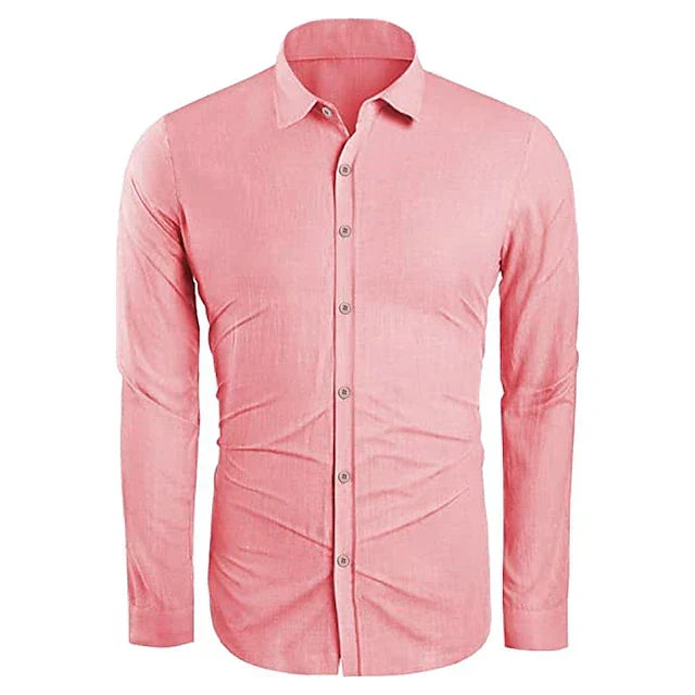 Men's Linen Long-Sleeve Shirt-Shirt-Azzella London
