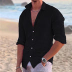 Men's Linen Long-Sleeve Shirt-Shirt-Azzella London