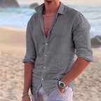 Men's Linen Long-Sleeve Shirt-Shirt-Azzella London