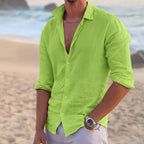 Men's Linen Long-Sleeve Shirt-Shirt-Azzella London