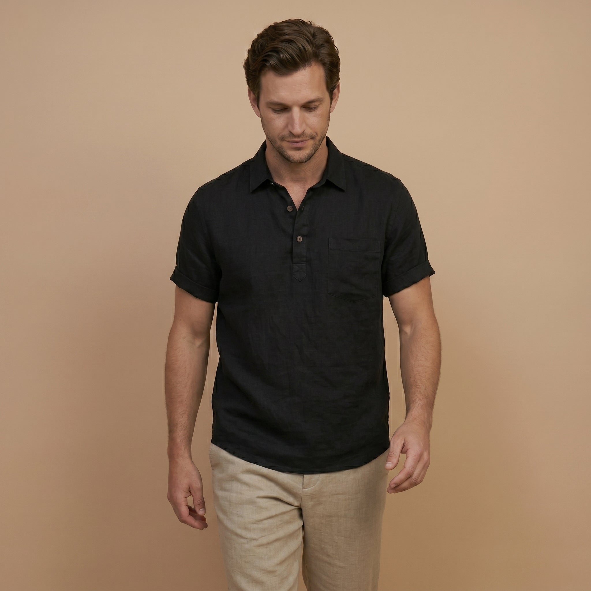 Men’s Linen Polo Shirt-Azzella London