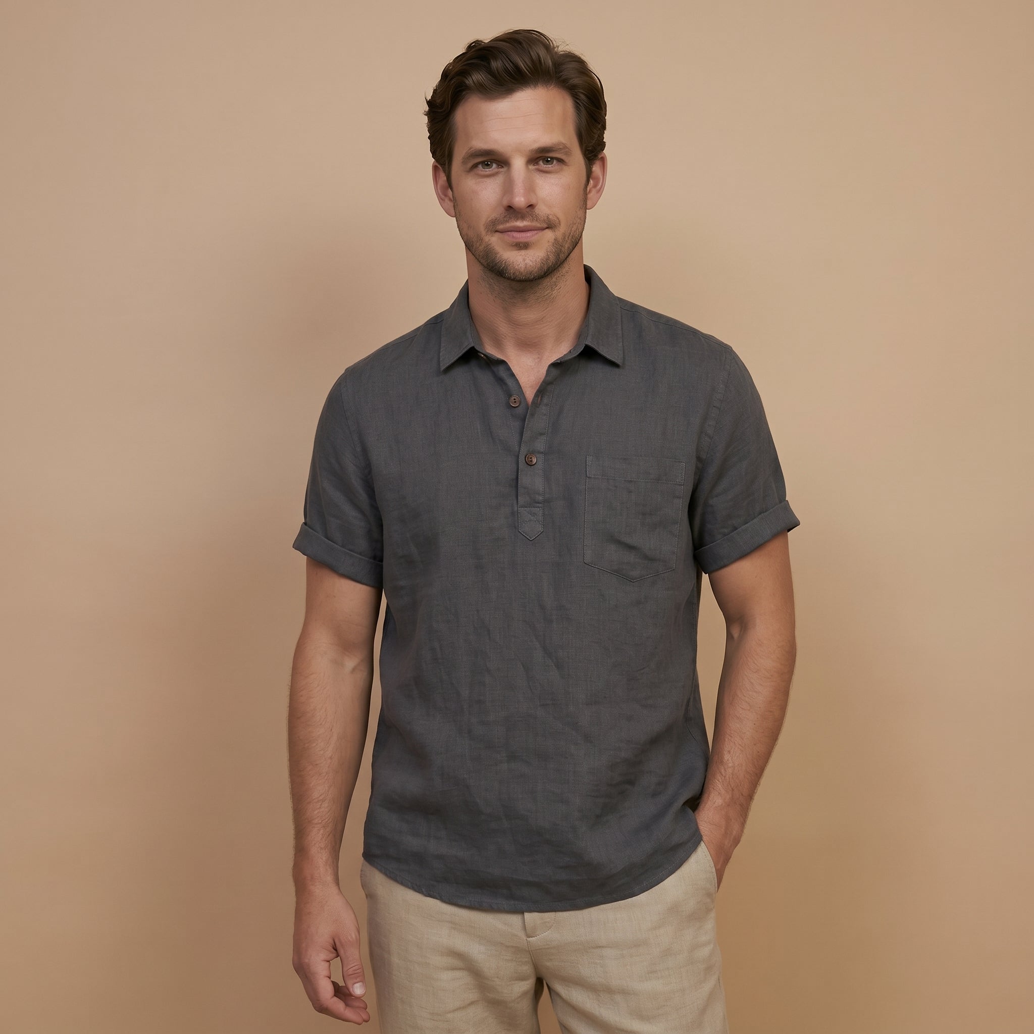 Men’s Linen Polo Shirt-Azzella London