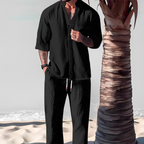 Men’s Linen Two-Piece Shirt and Relaxed Trousers Set-Azzella London