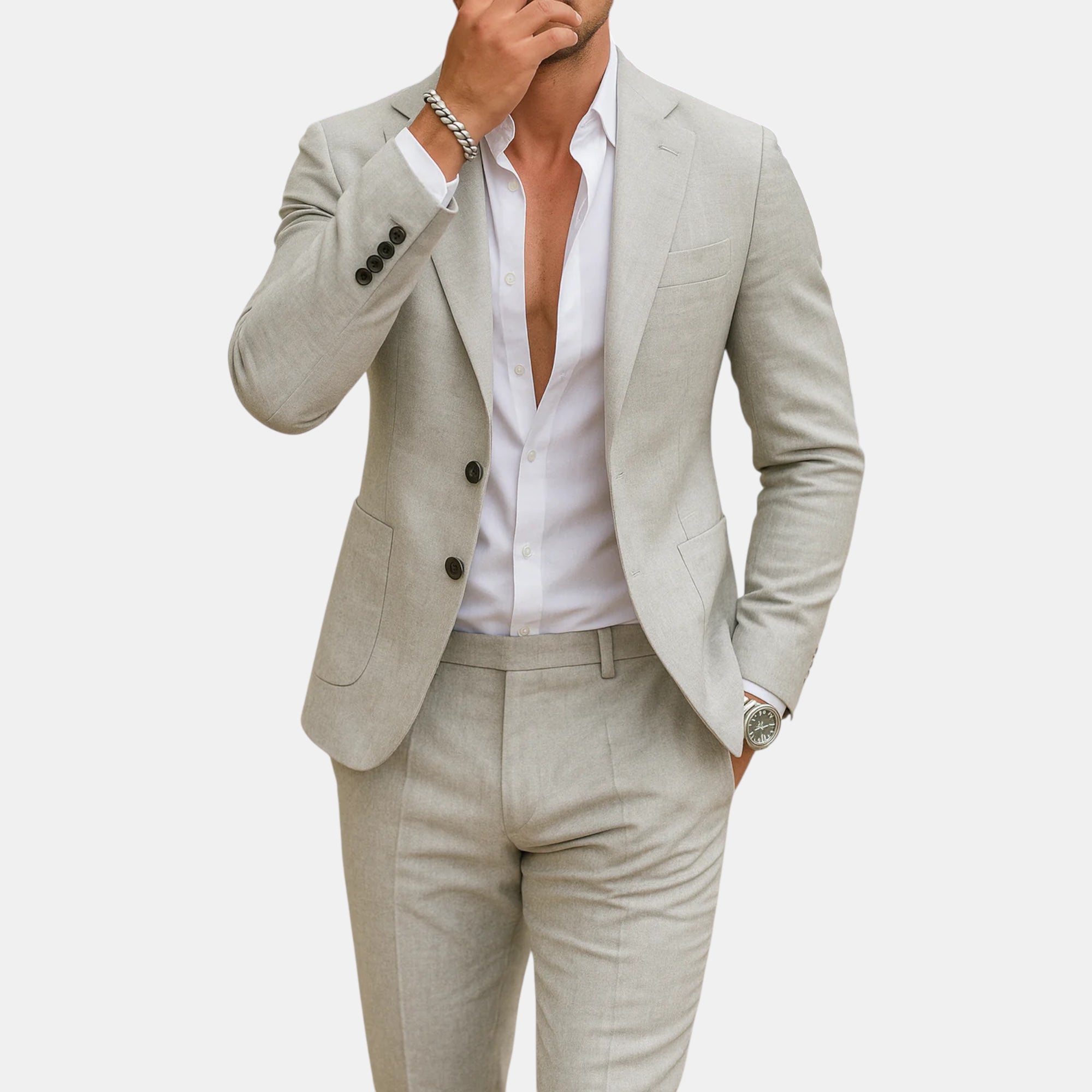Men's Linen Wedding Suit-Suit-Azzella London